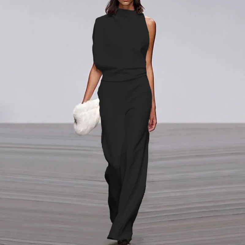 Long Sleeve Party Jumpsuit Casual Women Wide Leg Playsuits Autumn Loose Female Overalls 2023 Spring Patchwork Bodysuit Rompers