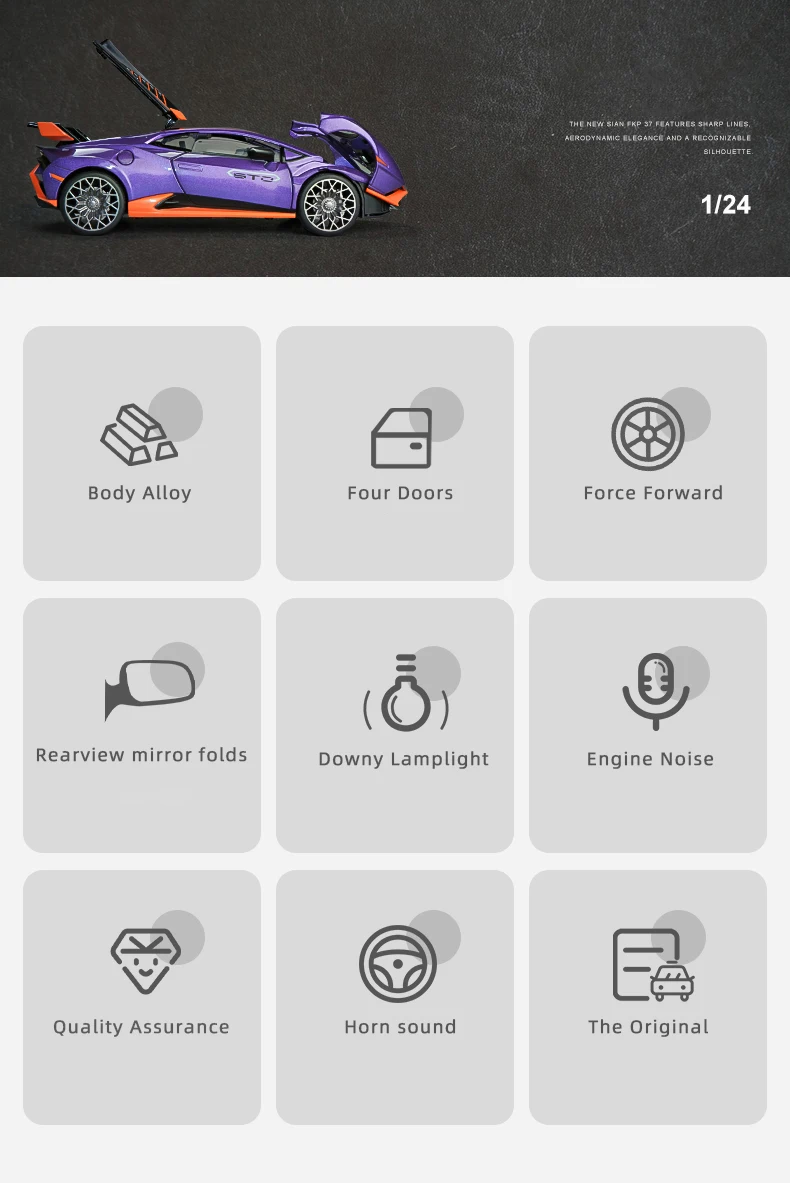 Lambos Huracan STO 1:24 Ölçekli Model Araba