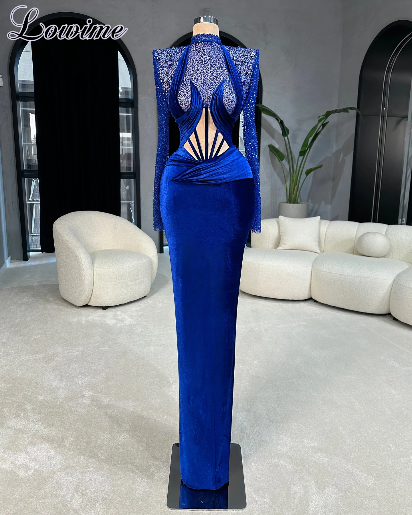 2 Designs Royal Blue Cocktail Dresses Mermaid Simple Long Sleeves Prom Dresses Wedding Party Dress Vestidos De C&oacute;ctel customized