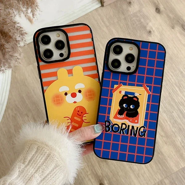 

Upgrade Acrylic Border Boring Cat Phone Case Cover for IPhone 11 12 13 14 15 Pro Max Case for IPhone 15 Pro Max