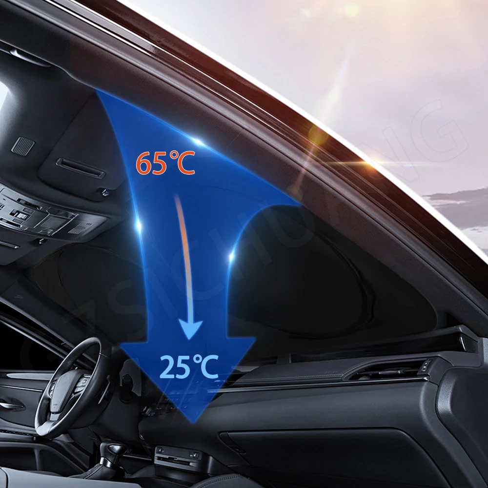 LANFAT Custom Fit Windshield Sun Shade For Hyundai Tucson, Santa Fe, Elantra, Sonata, Ioniq 5, Kona - Blocks Heat & UV - View #4