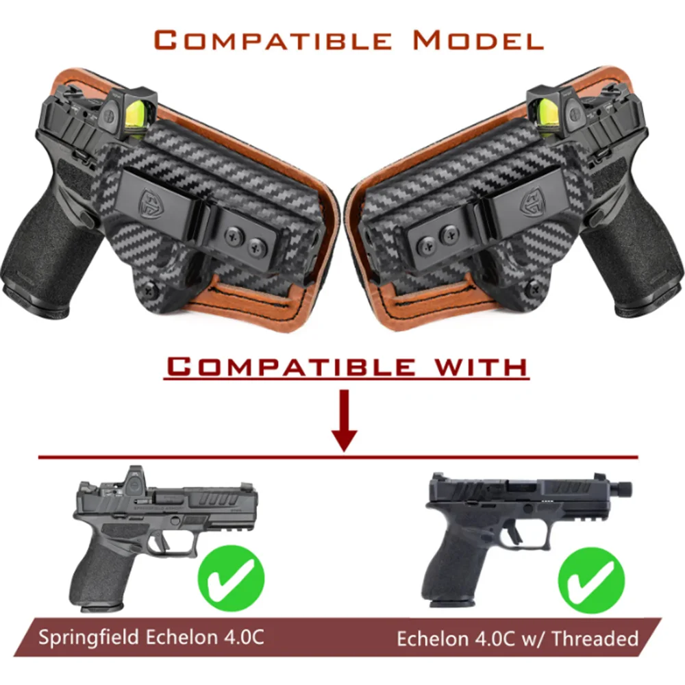 IWB Kydex Leder & Schaumstoff Gepolstertes Hybrid-Holster für 9mm Springfield Armory Echelon 4.0C und Echelon 4.5F Clips Verdecktes Tragen – Detail 1