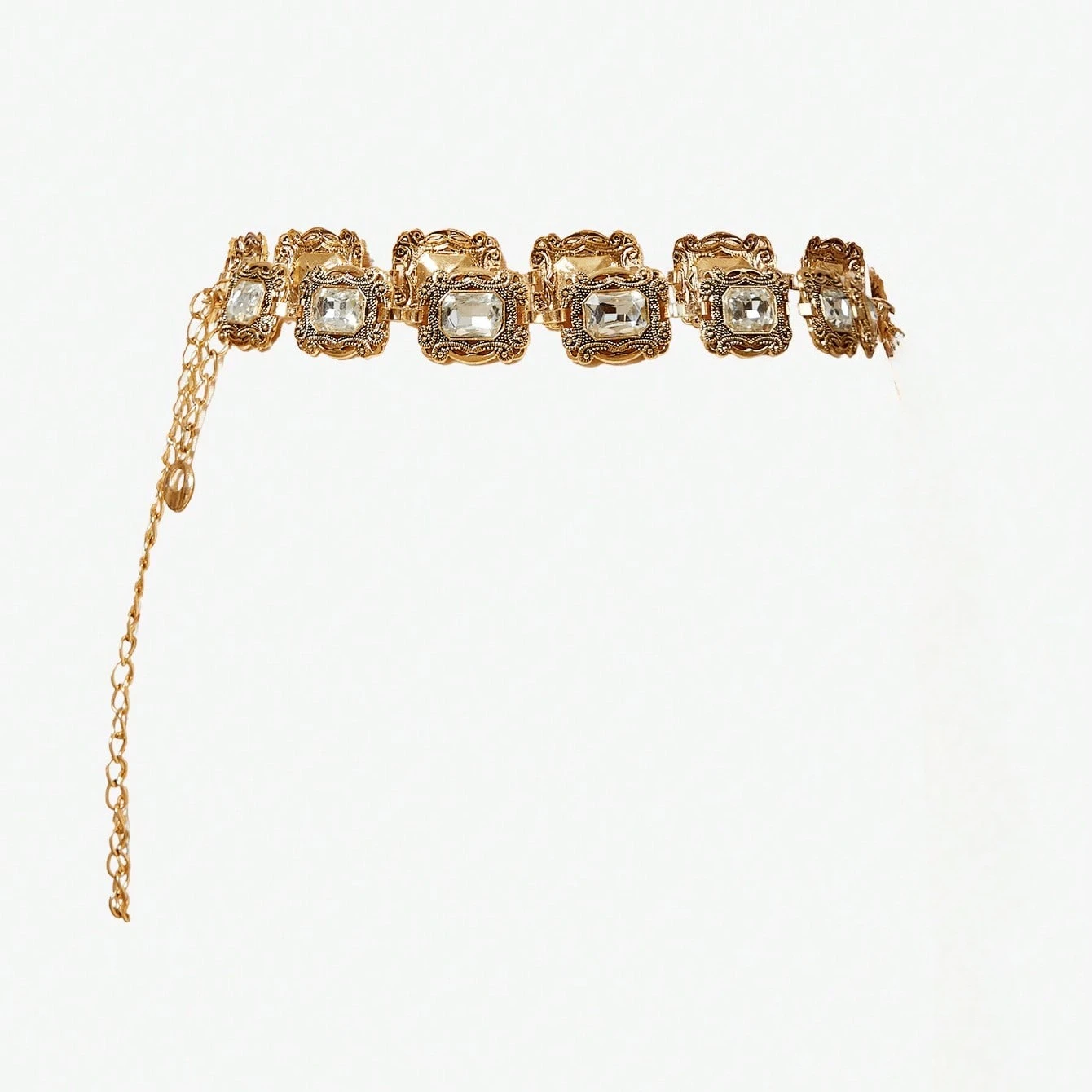 Casual Gold Vintage Carved Crystal Metal Waist Chain