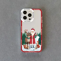 Luxury Cartoon Christmas Clear Phone Case - Simple Santa Transparent Design - 7 plus or 8 plus (T - Clear SDJ 7)
