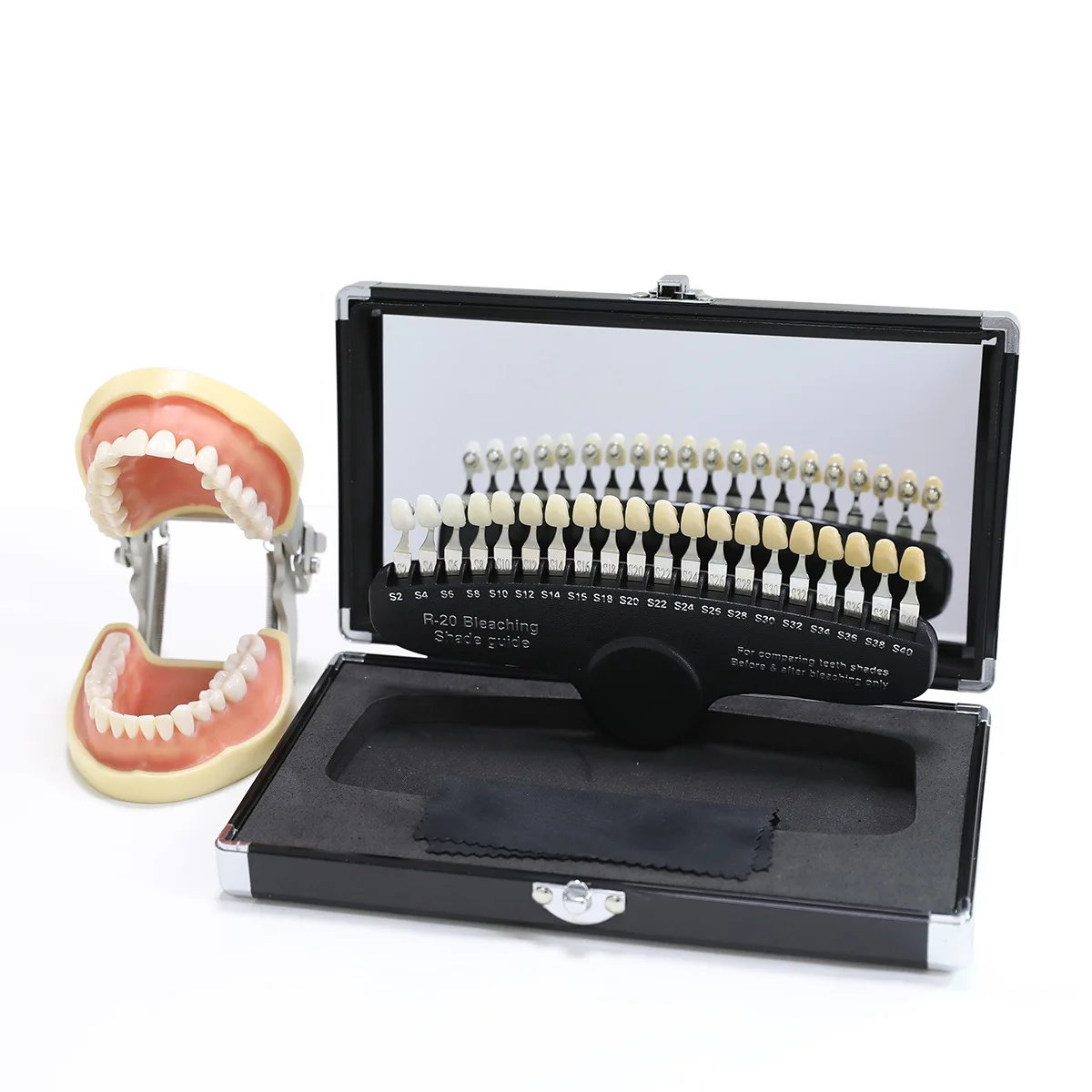 

Dental Shade Guide Color Comparison Board 20 Color Teeth Whitening Contrast Tool Dental Bleaching Toothguide with Mirror
