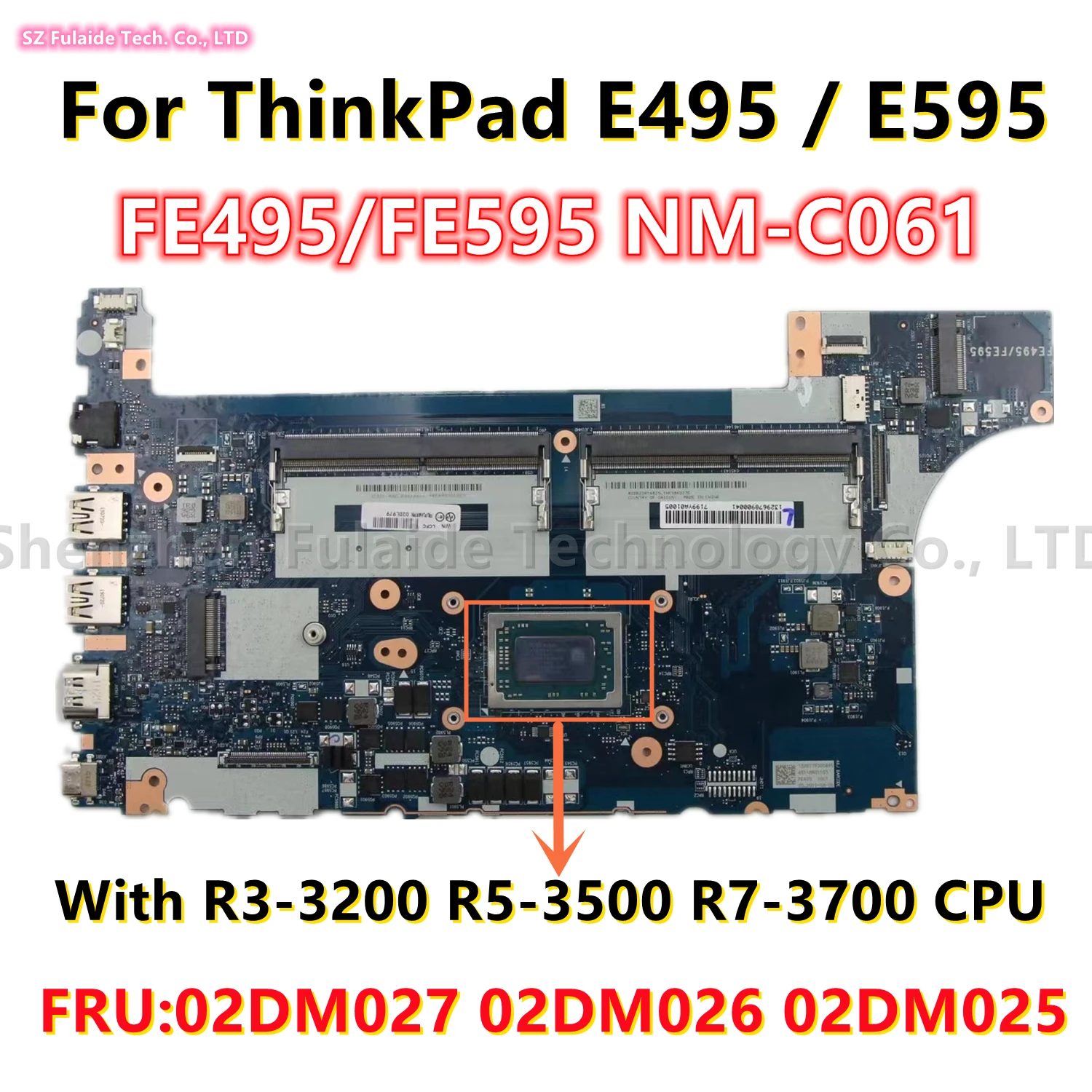 

Оригинальная материнская плата для ноутбука Lenovo ThinkPad E495 E595, модель NM-C061 DDR4 FRU:02DM027 02DM026 02DM025 100% протестирована