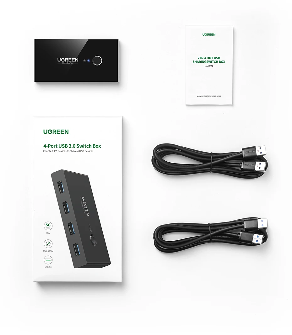 Ugreen USB 2.0 Switch, 2 In 4 Output USB KVM Switch – UGREEN