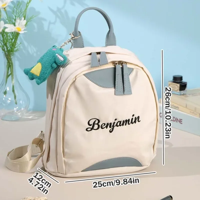Customized Embroidered Name Lightweight Backpack Personalized New Color Blocking Student Backpack Cute Girl's Class Schoolbag 5