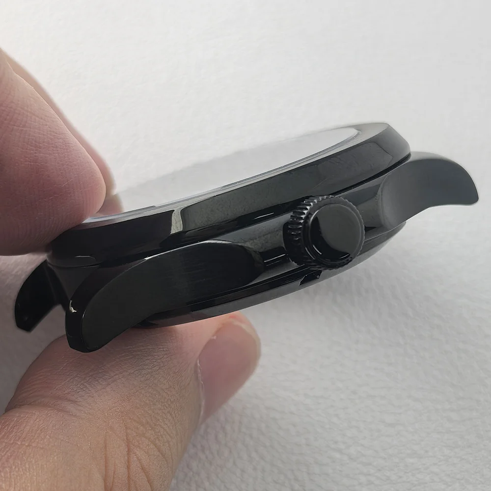 Black Steel Watch Case with Chapter Ring and Sapphire Glass, 39.5mm