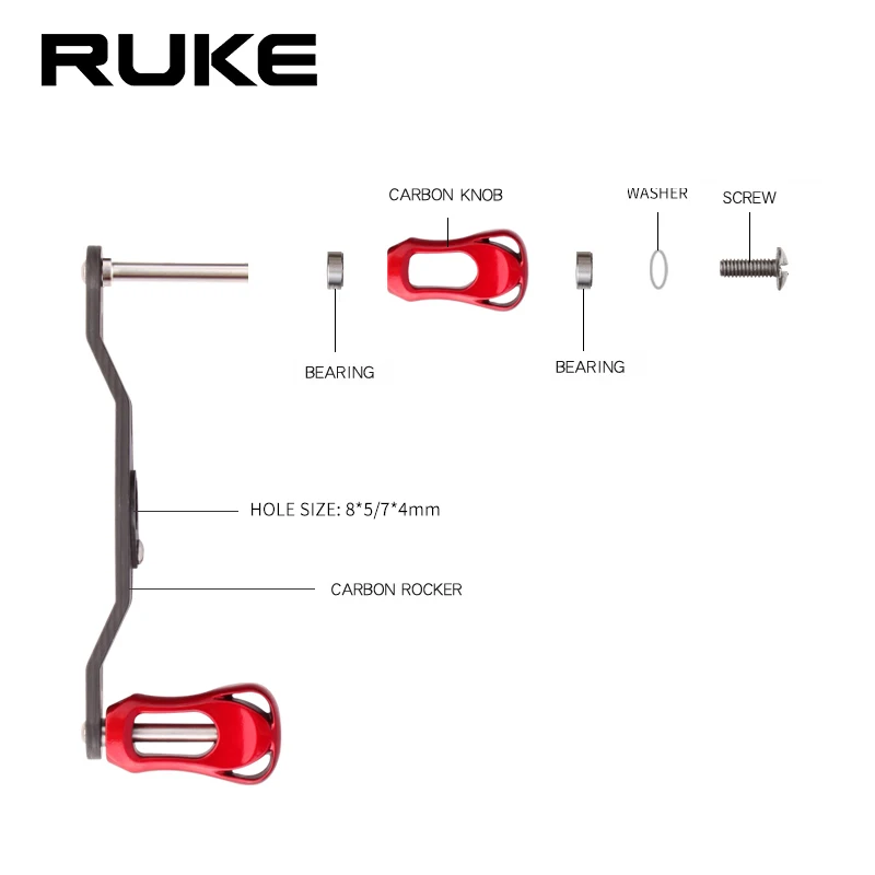 Ruke Fishing Reel Handle Carbon Fiber Materails For D/Ab Length 105mm Hole Size 8*5/7*4mm For Casting Rocker DIY Weight 20g fishing reel fishing tackle accessory