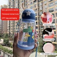 1Pc Blue600ML Kids Water Sippy Cup Antler Creative Cartoon Baby Feeding Cups with Straws Leakproof Bottles Outdoor Children Cup 1