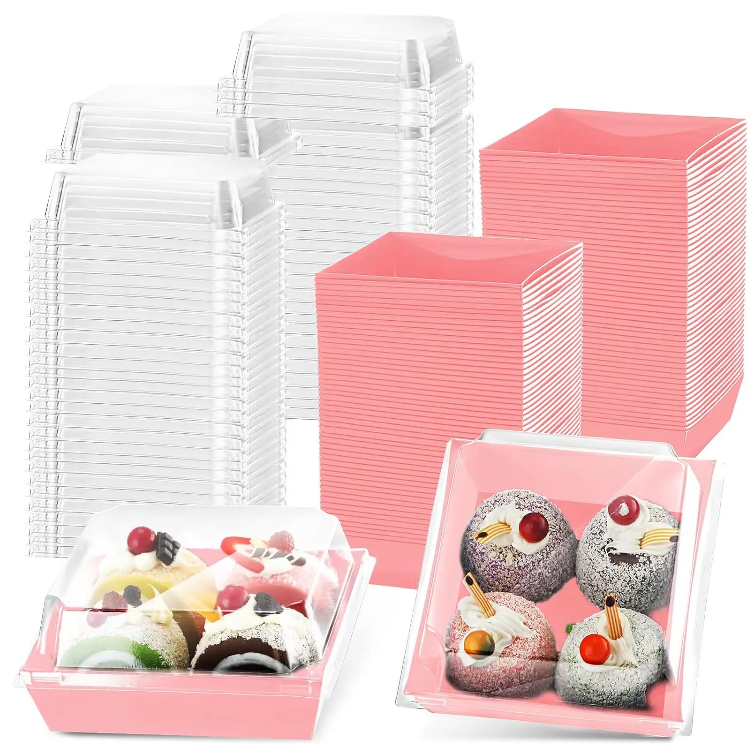 Baking Cake Box 100pcs Baking Transparent Sandwich Packaging Box Dessert Cake Box Snow Mei Niang Thousand Layer Packing