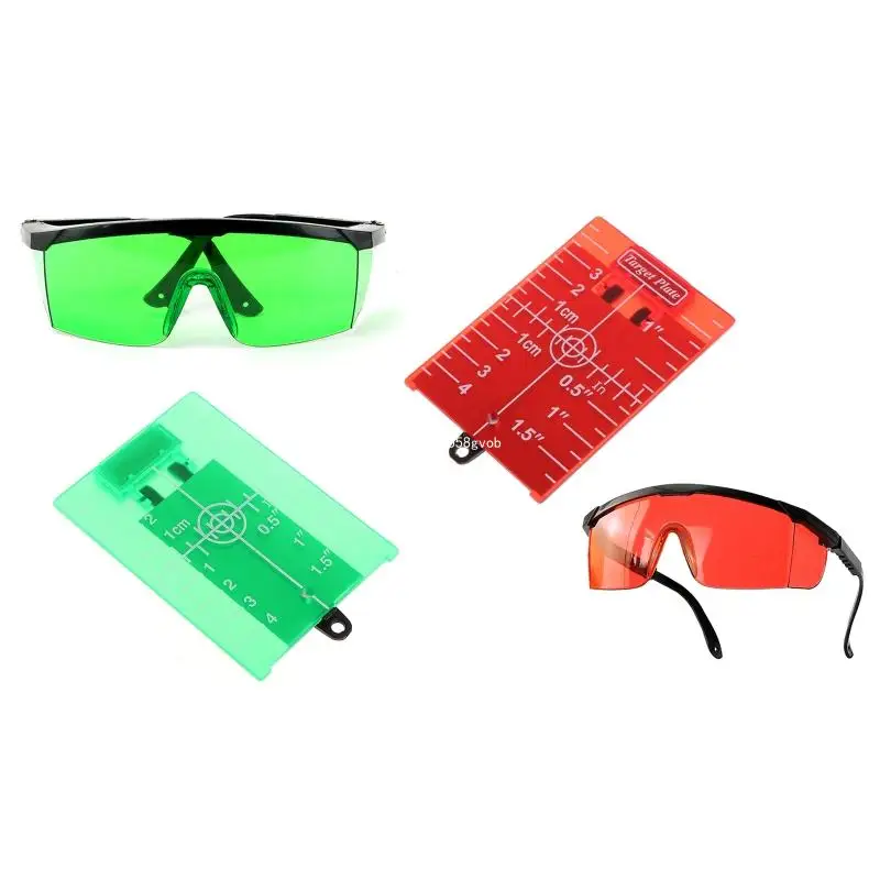 Magnetic Target Card Plate Level Tool Rotary Cross Line Horizontal Vertical with Protection Goggle Glasses Set laser level level gauge