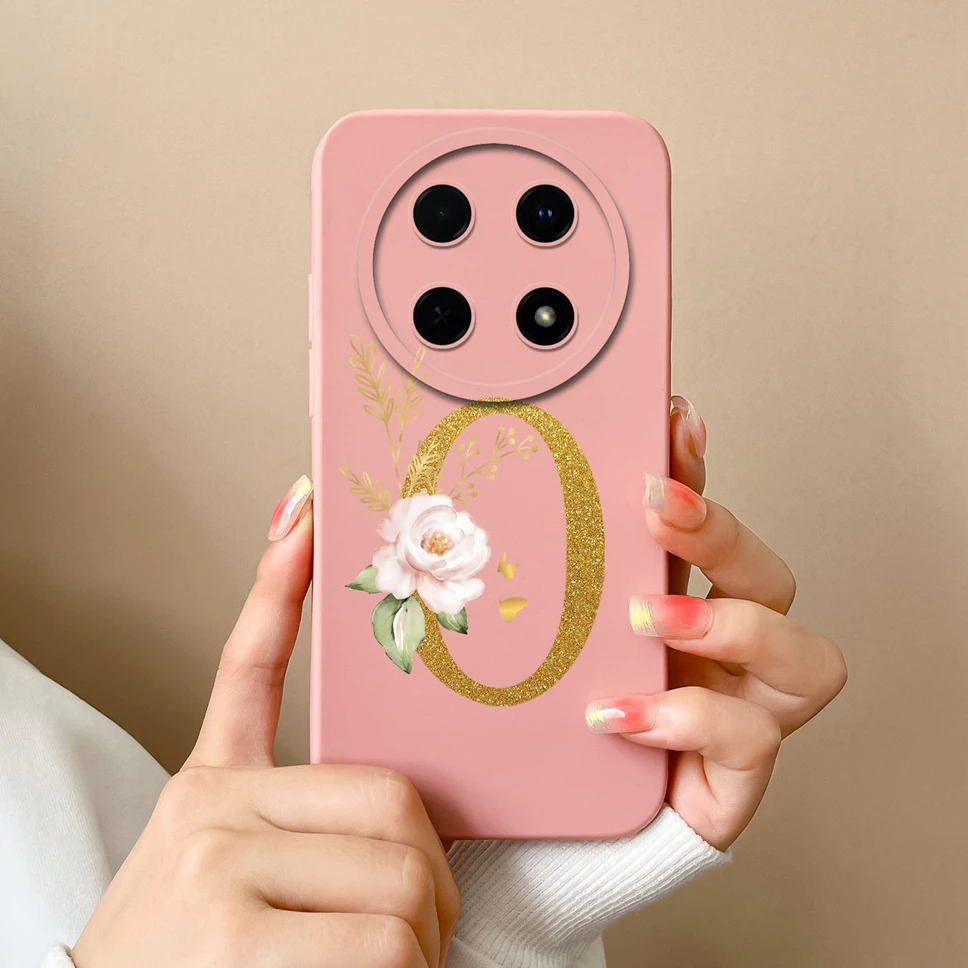 Elegant Floral Letter Design Soft Silicone Protective Phone Case Cover