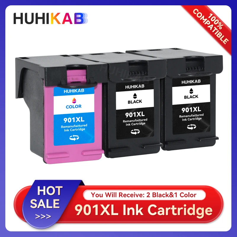 Cartuccia Di Inchiostro Compatibile Huhikab Per Hp901 Xl 901Xl Per Hp901 Officejet 4500 J4580 J4550 J4540 4500 J4680 J4524 J4535 J4585
