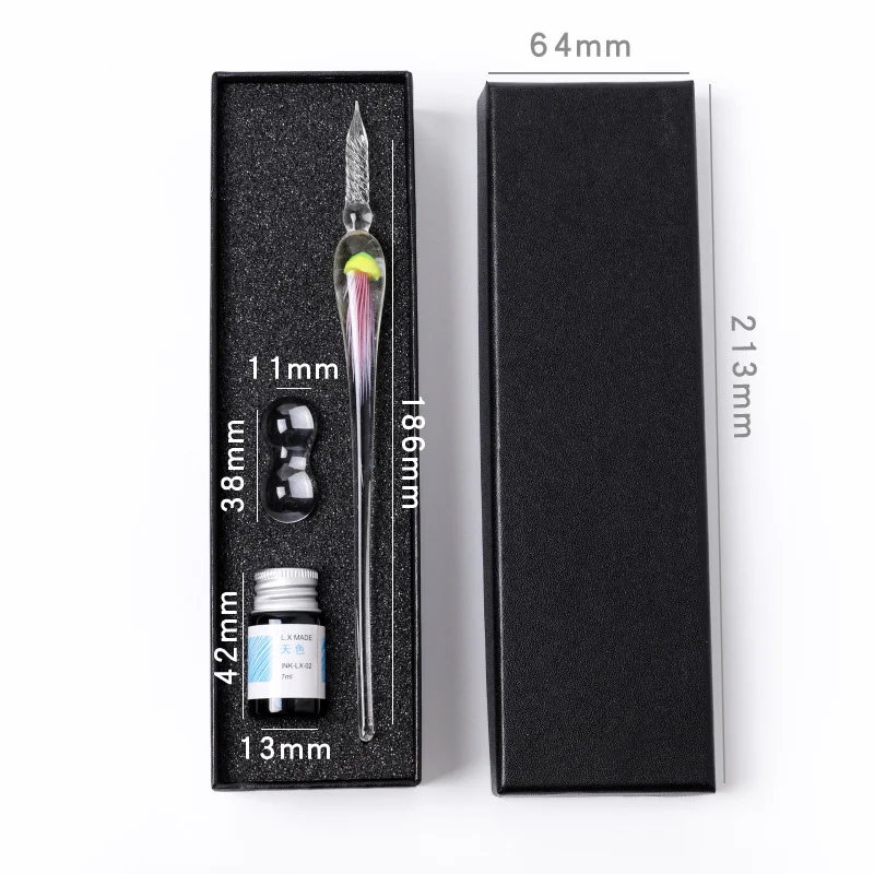 Quallen Dip Pen Dreiteiliges Glas Stift Set Zeichenstift Kristall Student Glas Stift Schreibwaren Geschenk Stift – Detail 12