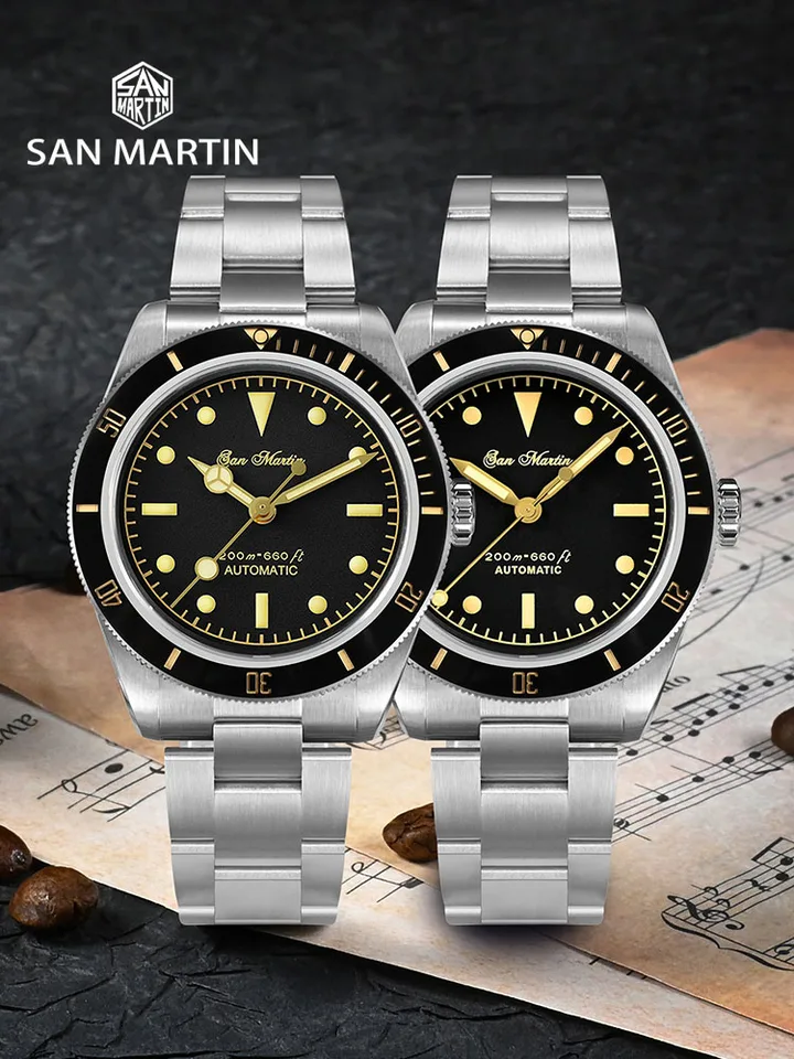 San martin-自動巻き時計sn004,アップグレード38mm,6200ダイバー,男性