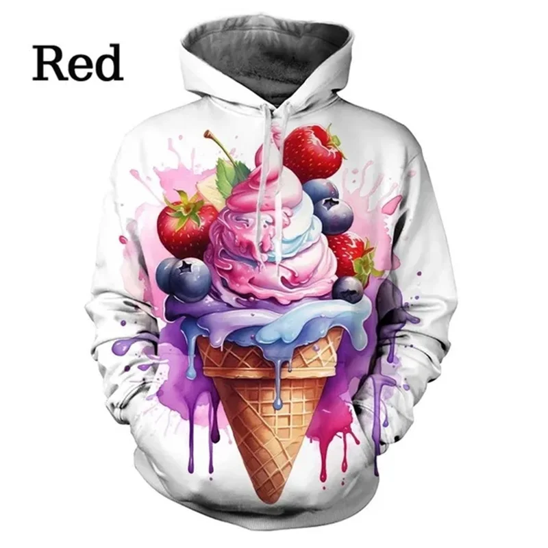 Sudadera con capucha con estampado de helado, sudadera con gráficos en 3D para hombre, sudadera de moda de otoño e invierno para niños, sudadera con capucha informal, ropa para mujer