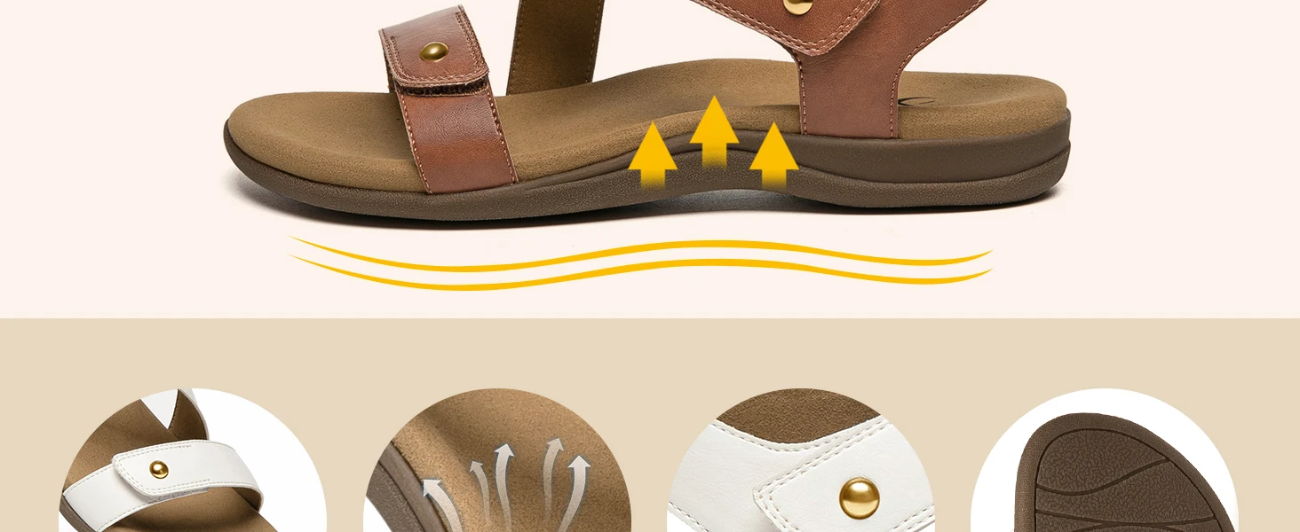 Women's Comfortable Orthopedic Sandals with Arch Support Adjustable Walking Casual Orthotic Sandals