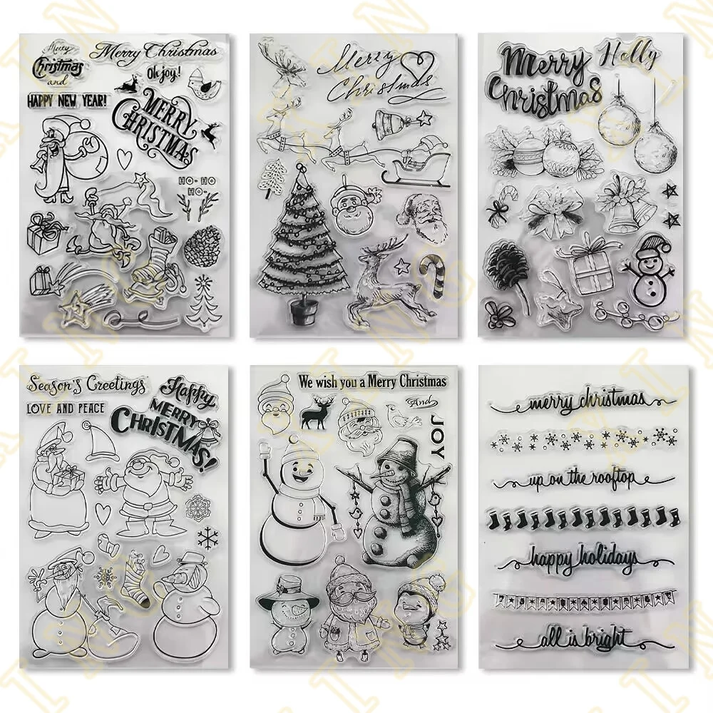 

2023 New Arrival Merry Christmas Tree Snowman Clear Silicone Stamps DIY Scrapbook Paper Diary Decoration Card Handmade Embossing