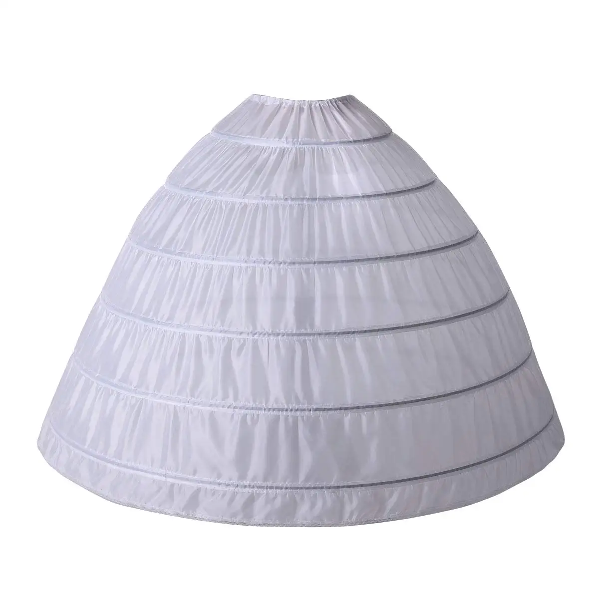 

Women 6 Hoop Petticoat Long Floor Length White Crinoline Underskirt Slip for Wedding Dresses