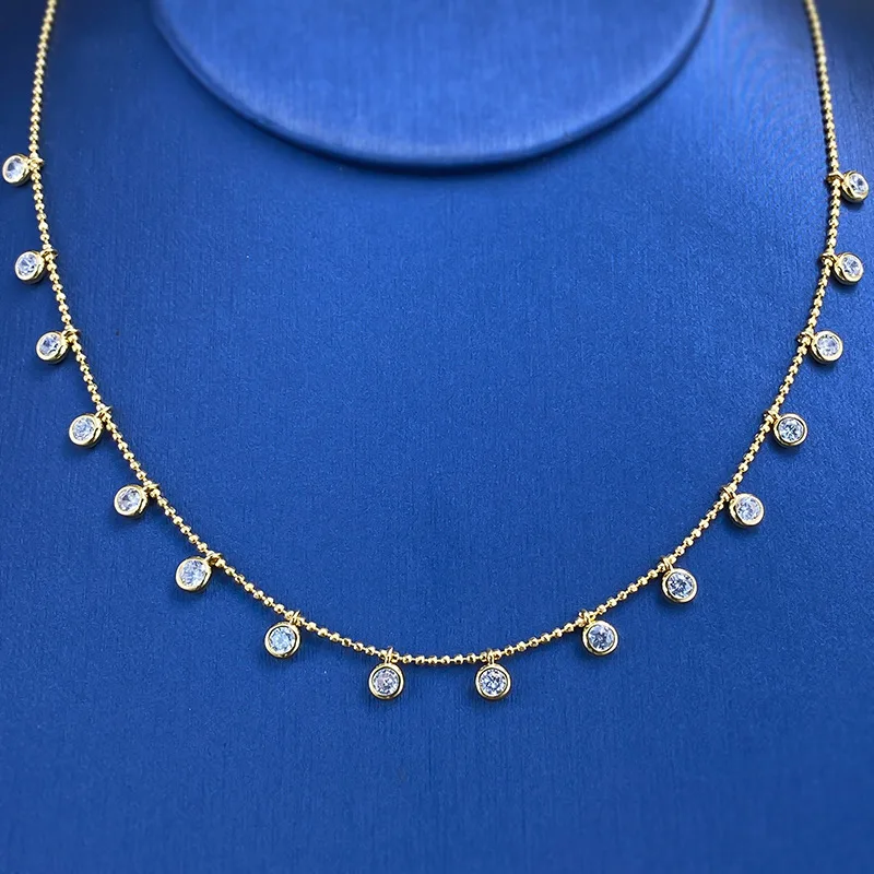 

S925 Sterling Silver Women Necklace Jewelry Customized Cubic Zircon Chain Necklace Charm Gemstone Necklace