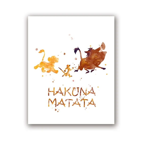 Watercolor Lion King Canvas Art - Cartoon Print