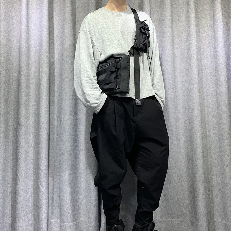 Punk Hip Hop Multifunction Coin Crossbody Bag Men Women Adjustable Techwear Shoulder Strap Chest Bag Detachable Mini Phone