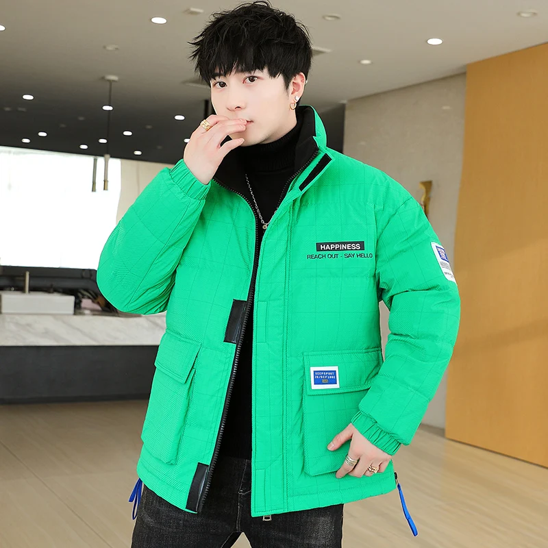 New 2023 Winter Men's Stand Collar Thicken Warm Parkas Casual Loose Cotton-Padded Jacket Clothes Youth Plus Size M-4XL Down Coat