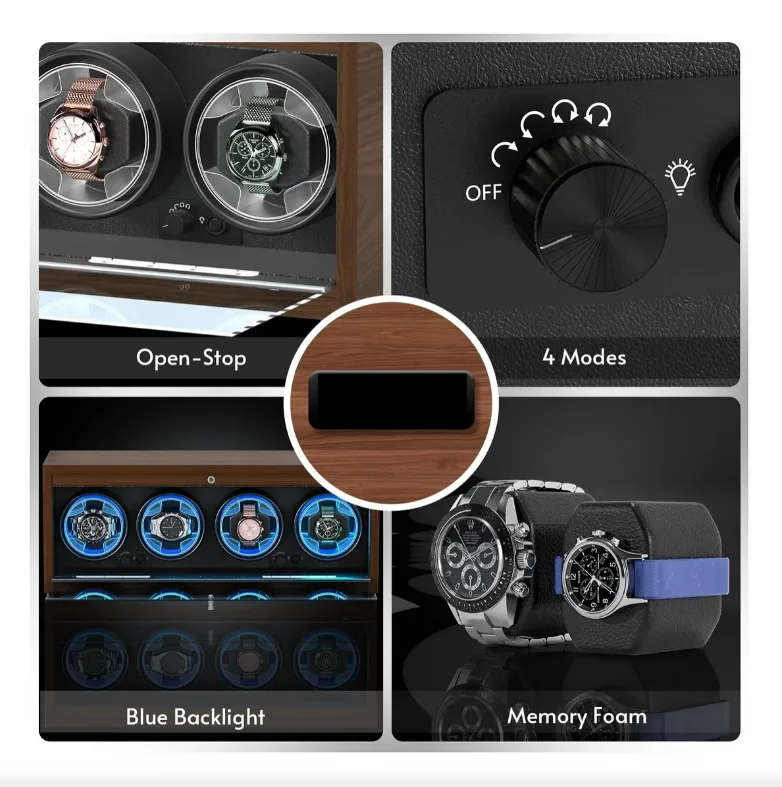 Automatic Watch Winder Box for Luxury Timepieces with 4 Slots, Ultra Quiet Japanese Mot... - SKU LAWW1120 - UGI Packaging