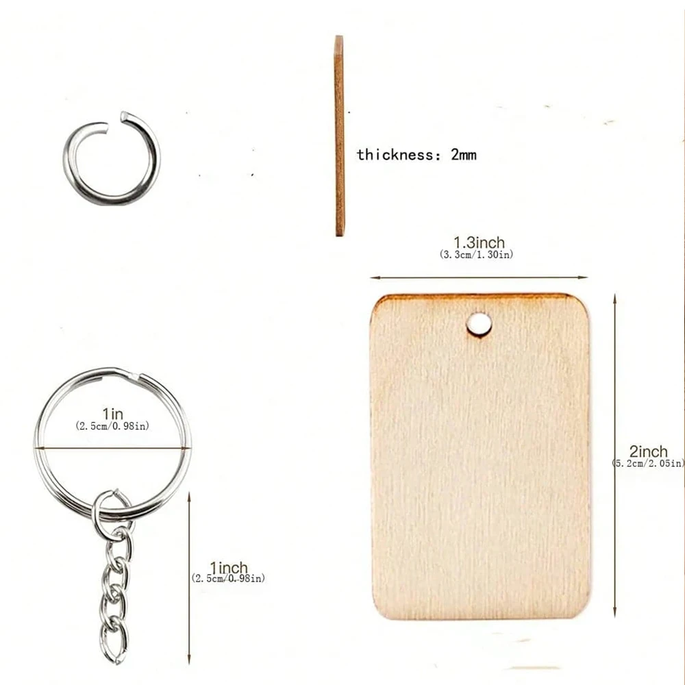 20 Portachiavi In Legno Grezzi – Forme Varie – Non Verniciati – Per Incisione Fai Da Te, Pittura, Pirografia - 5
