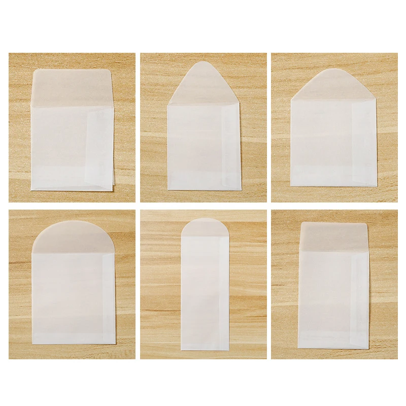 50pcs/lot Translucent Mini Envelopes Jewelry Storage Bag for Card Earring Necklace Bracelet Gift Packaging