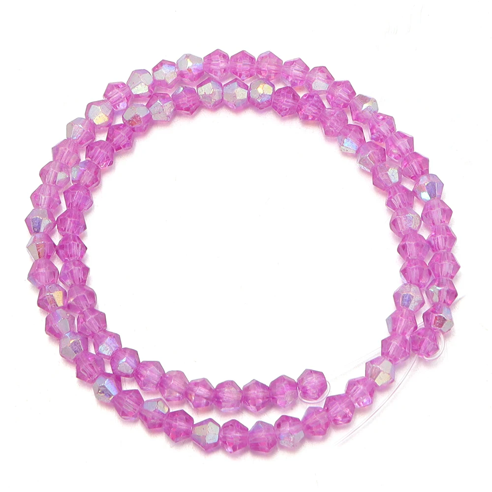 4mm Rainbow Bicone Crystal Beads - Faceted AB Color Sparkling Glass
