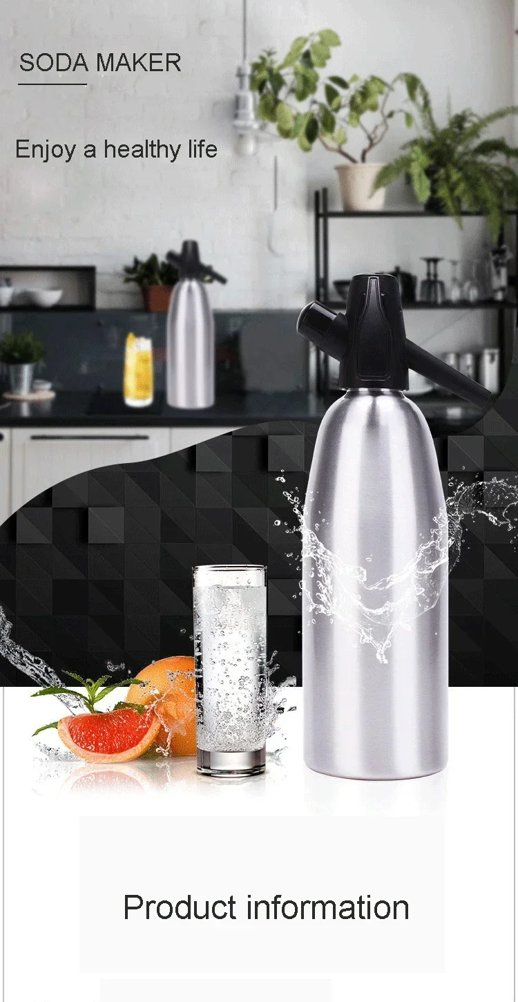 Description Picture 2 of itemManual 1L Soda Siphon CO2 Dispenser WATER Bubble Generator Cool Drink Cocktail Soda Machine Aluminum Bar DIY Soda Maker