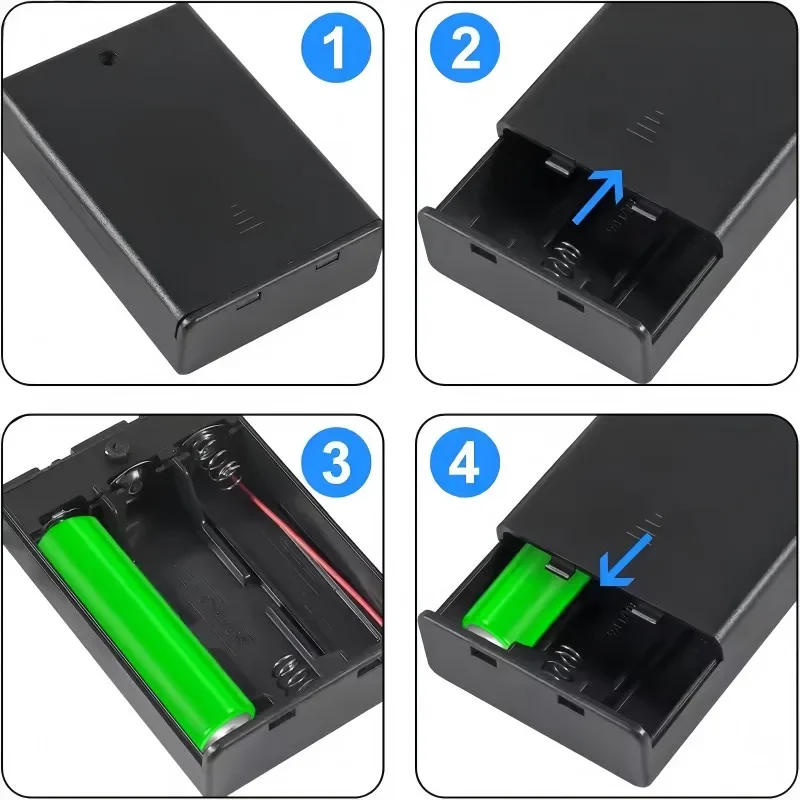 MAXCXT 배터리 케이스 3 AA 배터리 박스 거치대, ON-OFF 스위치, USB 암 소켓, 레고 라이트용 블랙