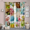 2pcs Cartoon Rabbit Colorful Egg Printed Curtains Living Room Bedroom Easter Decorative Curtains Kids Gifts 3