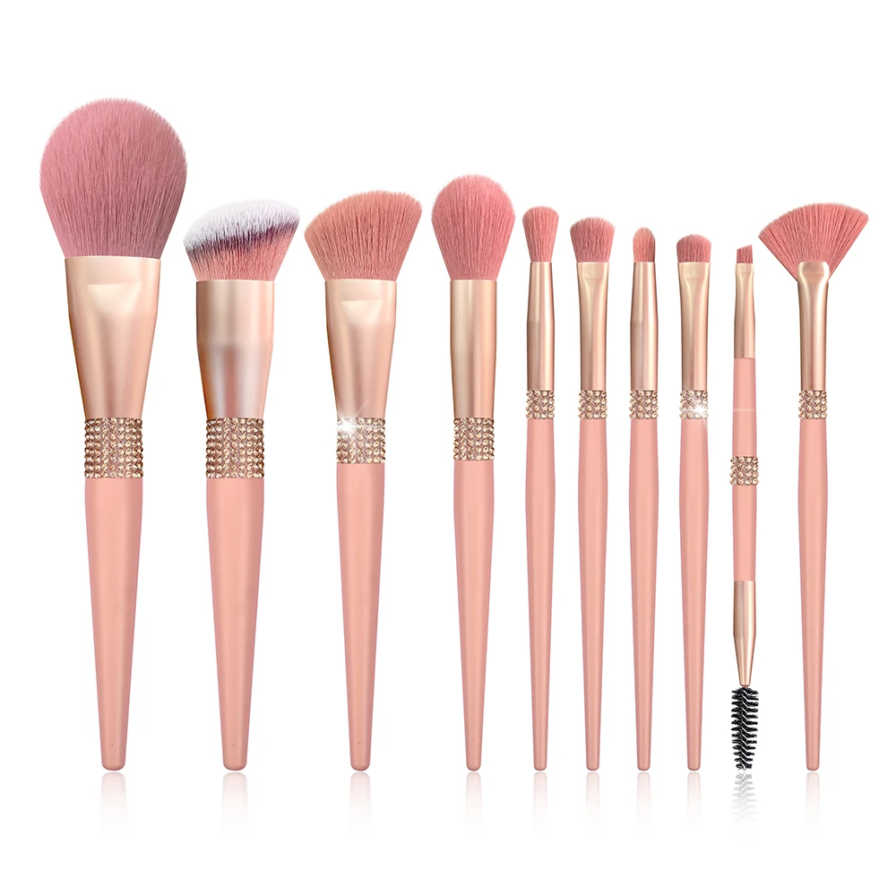10pcs Professional Diamond Makeup Brushes Set Foundation Eyeshadow Powder Blush Eyebrow Eyelash Brush Face Cosmetic Beauty Tools 2