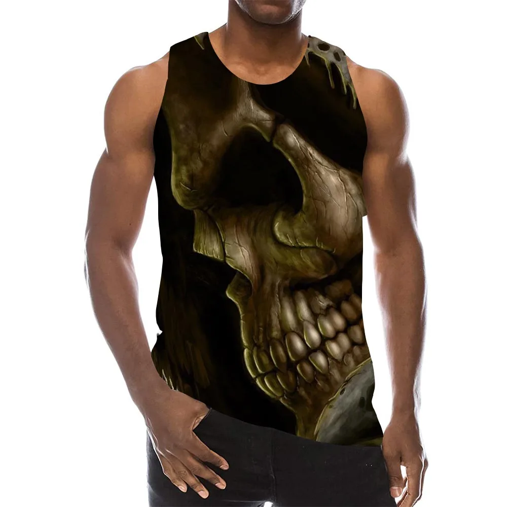 Men's Skeleton Graphic Tanks 3D Top Holiday Tees Horror Sleeveless