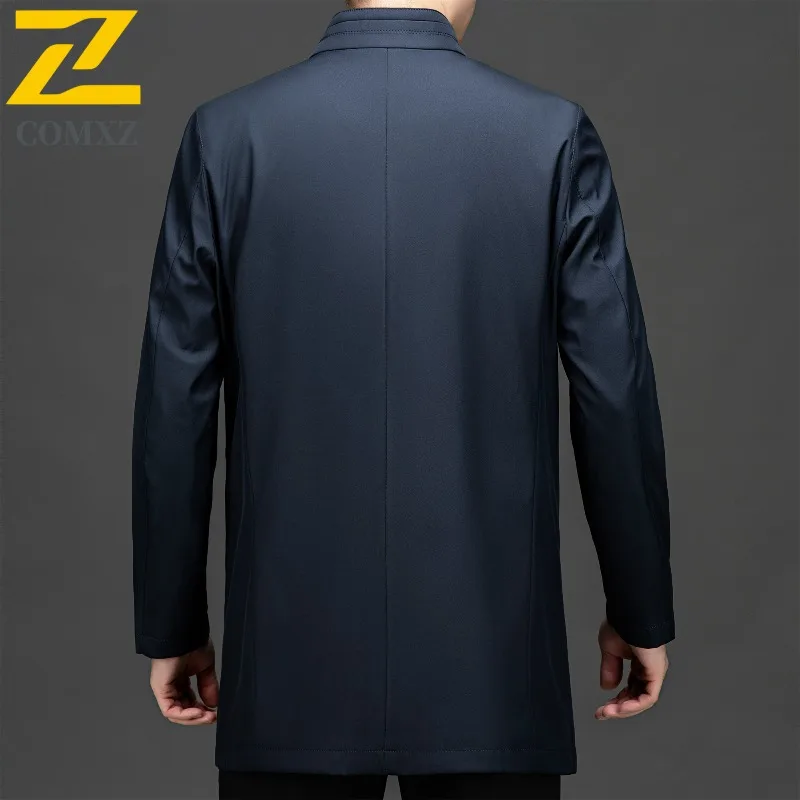 Stand Collar Trench Coat Men 2025 Autumn Light Luxury Premium Anti