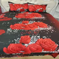 2/3pcs Duvet Cover Set, Red Rose Print Bedding Set, Soft Comfortable Duvet Cover, (1*Duvet Cover + 1/2*Pillowcase, Without Core) 3