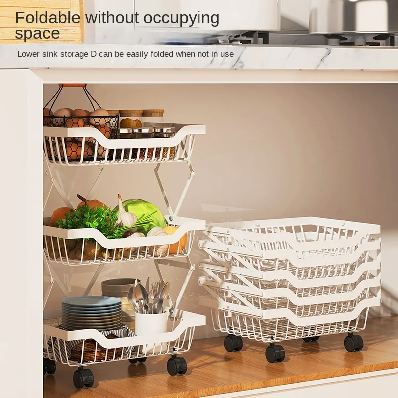 Three-Piece Kitchen Floor Multi-Layer Stackable Storage Rack Seasoning  Holder Household Vegetables Storage Basket Fruit Basket - AliExpress