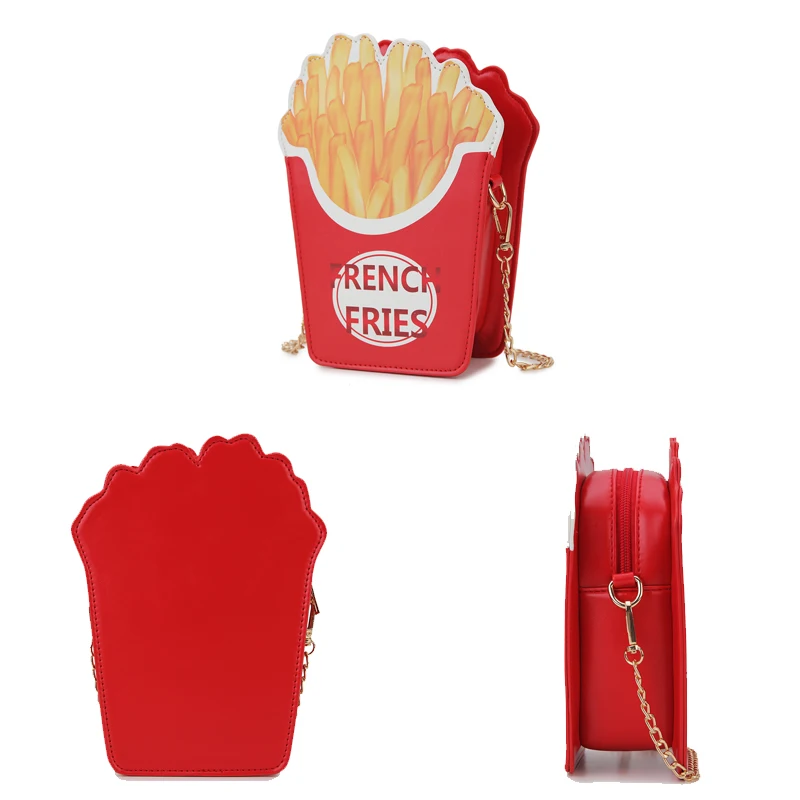 Unique French Fries Box Handbag and Purse for Women Fashion Female Fast  Food Modeling Design Shoulder Bag Designer Day Clutch