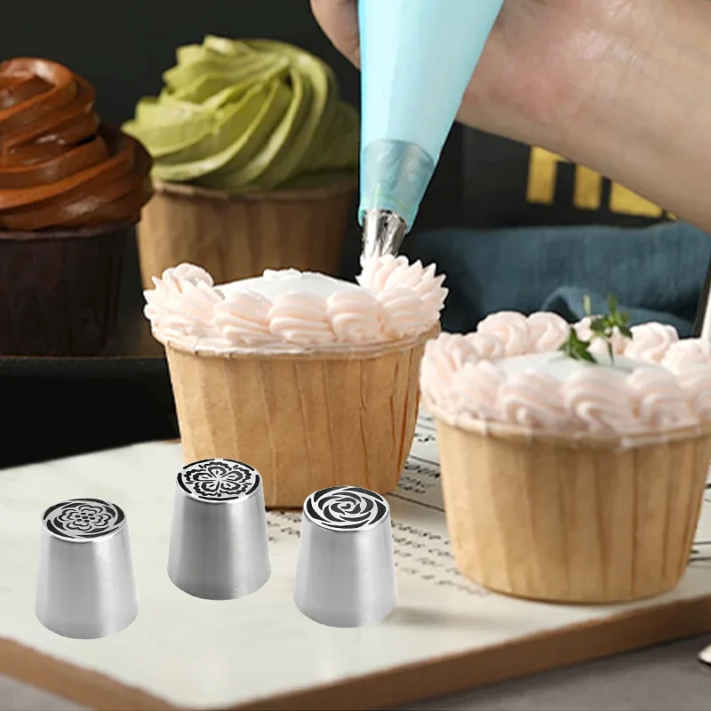 Stainless Steel Russian Mounting Nozzles Pastry Cookie Cake Fondant Decorating Tips Personalized Cake Buttercream Decorating
