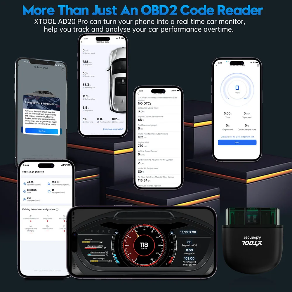 XTOOL AD20 PRO OBD2 Scanner Wireless BT Car Diagnostic Tool with All System Scan Code Reader Clear Oil Reset for iPhone Android 5