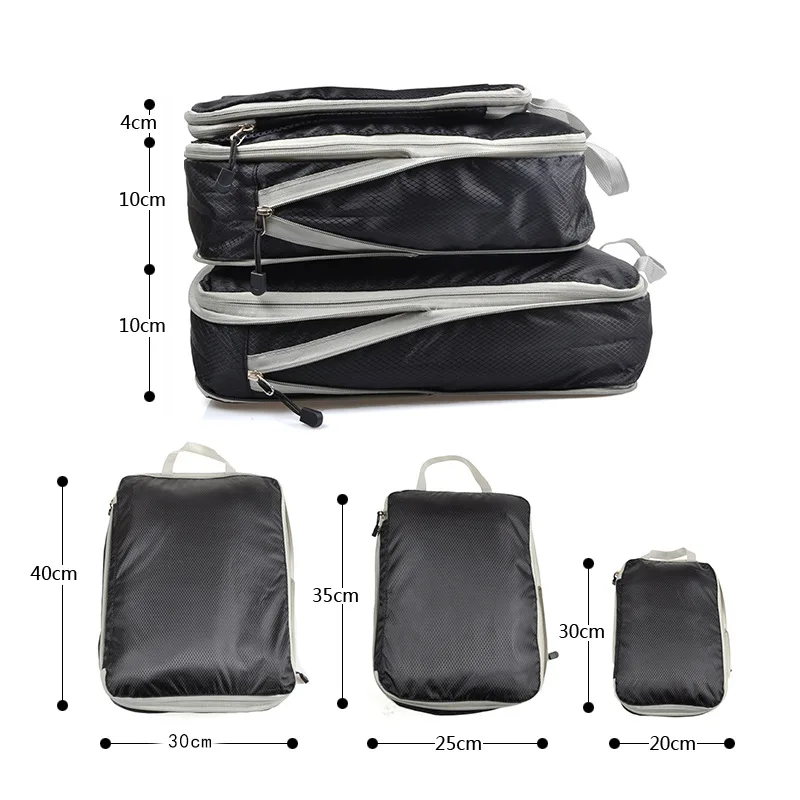 Travel storage bag compressible packaging cube foldable waterproof suitcase nylon portable bag luggage rack images - 6