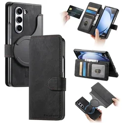 Premium Flip Leather Magnetic Wallet Case with MagSafe Magnetic Protection Cover - Galaxy Z Fold Special (Black)