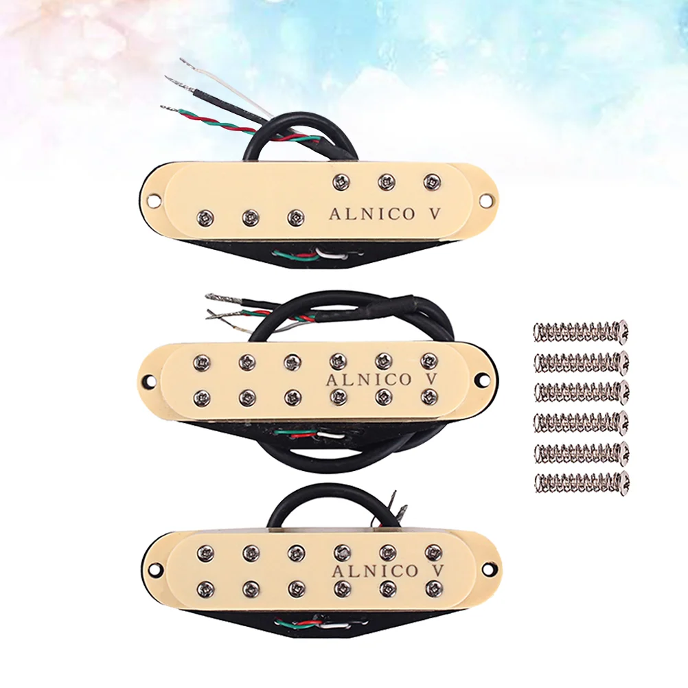 

Guitar Pickup Yellow Single Coil Alnico V Neck Bridge Middle Pickup Set Pickups for Guitar Accessories Replacement Parts