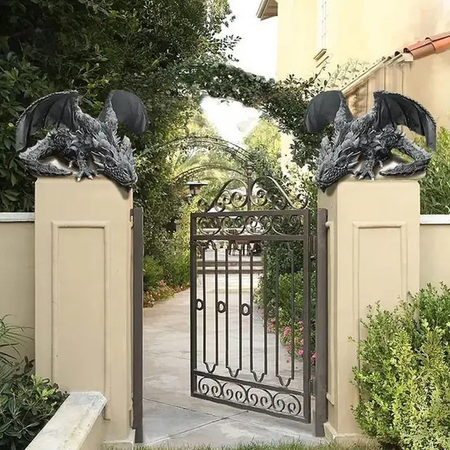 Kiváló Kézzel Készített Gyanta Sárkány Szobor Élethű, Reális Nagy Guggoló Sárkányszobor A Kerti Teraszos Háztáji Dekorációhoz - Image 3