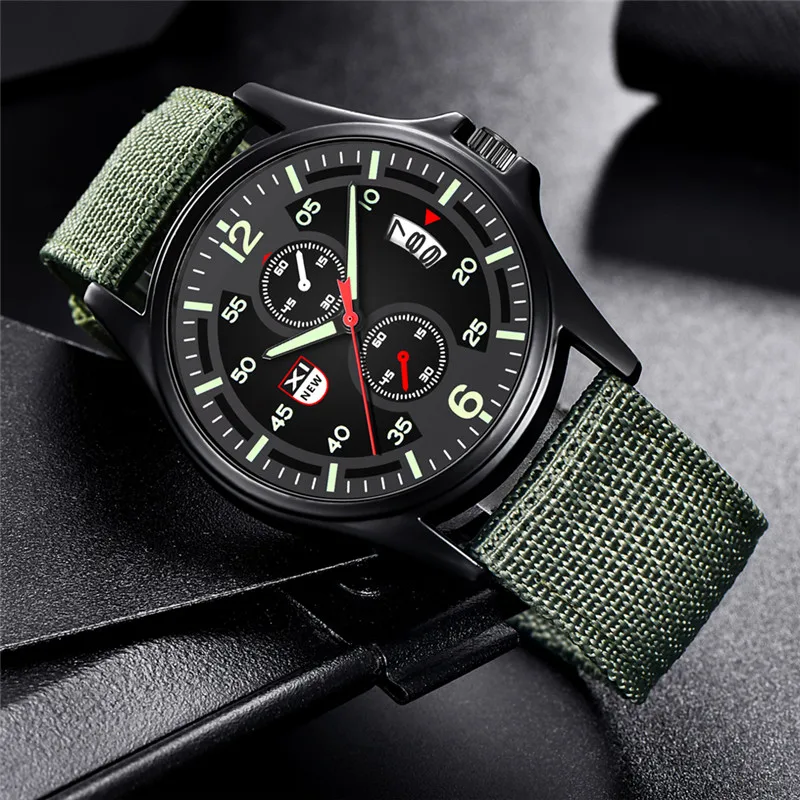 1pc / lot Original XINEW Brand Men Watches Students Fashion Casual Nylon Band Military Sports Date Quartz Watch Reloj Hombre