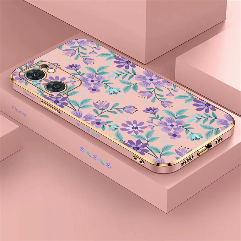 Elegant Shockproof Silicone Flower Case - Premium Protective Plating Design